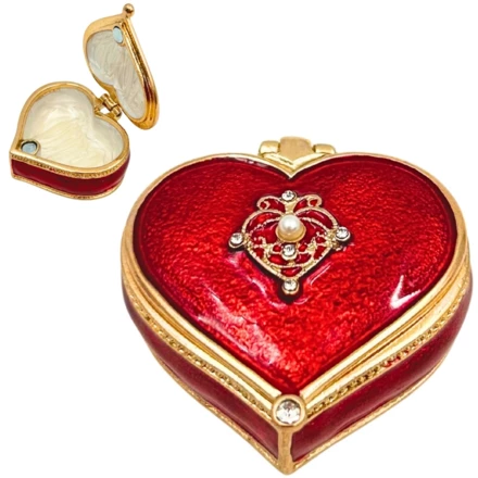 Ekskluzywne Szkatułka Pudełeczko na Biżuterię - Serce z Kryształkami - B0767-06RD (NMT-323142)