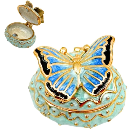 Ekskluzywne Pudełko na Biżuterię Szkatułka - Motylek z Kryształkami - B0782-00BL (NMT-323166)