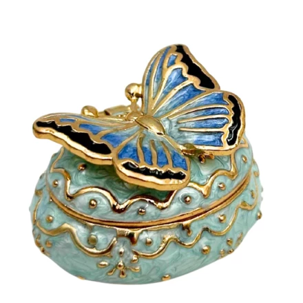 Ekskluzywne Pudełko na Biżuterię Szkatułka - Motylek z Kryształkami - B0782-00BL (NMT-323166)