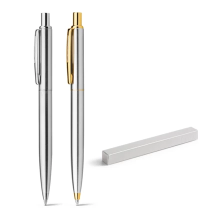 SILVERIO. Stainless steel ball pen with glossy body and clip (NPS-81170-107)