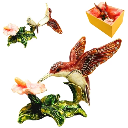 Ekskluzywne Pudełeczko Szkatułka na Biżuterię Zdobione Kryształkami – Koliber – HX357 (NMT-322961)