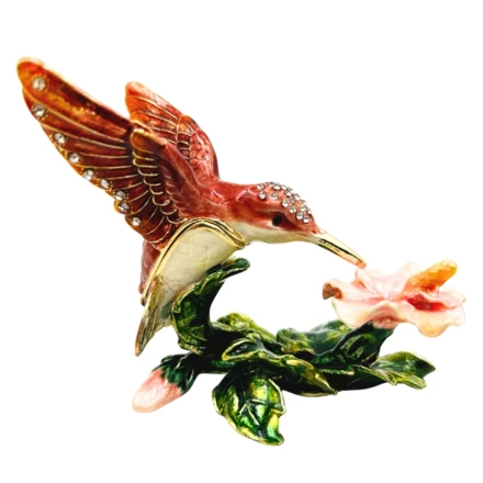 Ekskluzywne Pudełeczko Szkatułka na Biżuterię Zdobione Kryształkami – Koliber – HX357 (NMT-322961)