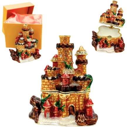 Pudełeczko Szkatułka na Biżuterię Zdobione Kryształkami – Zamek  – HX580 (NMT-322985)