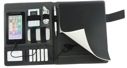 Notizbuchmappe mit Powerbank 89309135 - dunkelgrau (NJG-89309135)