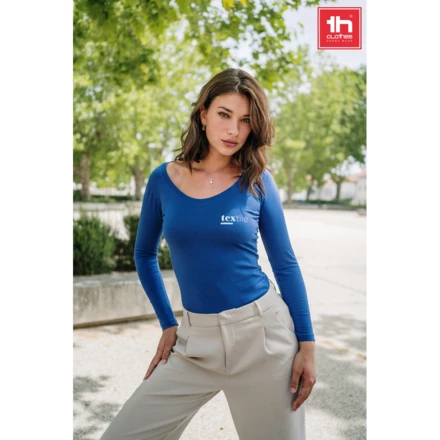 THC BUCHAREST WOMEN. Bawełniany T-shirt damski z długim rękawem taliowany (NPS-30126-183-L)