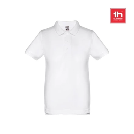 THC ADAM KIDS WH. Kids short-sleeved 100% cotton piqué polo shirt unisex). White (NPS-30172-106-2)