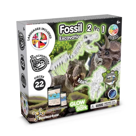 2 in 1 Fossil Excavation Kit II. Gra edukacyjna dostarczana z papierową torebką prezentową (90 g/m²), wykonany z materiałów z certyfikatem FSC™ i innych kontrolowanych materiałów (NPS-35824-106)