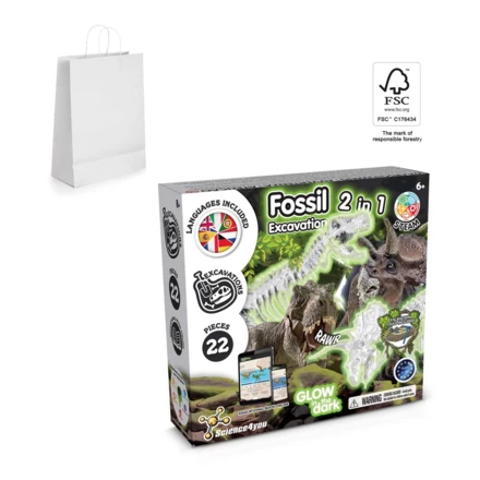 2 in 1 Fossil Excavation Kit II. Gra edukacyjna dostarczana z papierową torebką prezentową (90 g/m²), wykonany z materiałów z certyfikatem FSC™ i innych kontrolowanych materiałów (NPS-35824-106)