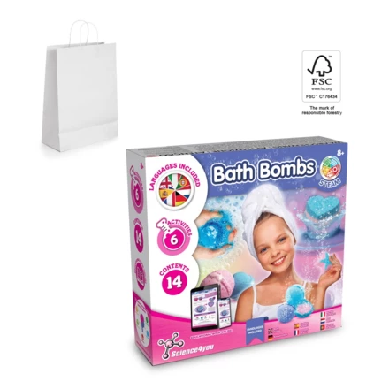 Bath Bombs Kit II. Gra edukacyjna dostarczana z papierową torebką prezentową (90 g/m²), wykonany z materiałów z certyfikatem FSC™ i innych kontrolowanych materiałów (NPS-35838-106)