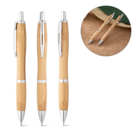 NICOLE. Bamboo ball pen with clip and metal trim (NPS-81010-160)