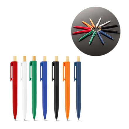 ZARA. Długopis z recyklingowanego ABS (100% rABS) z bambusową przycisk (NPS-91945-109)