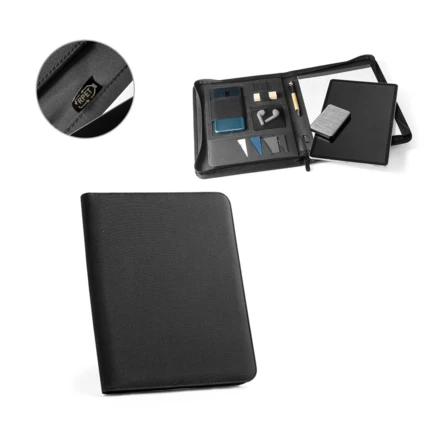 EMERGE FOLDER. Teczka A4 poliestru pochodzącego (100% rPET) 300D z zamkiem błyskawicznym (NPS-93579-103)