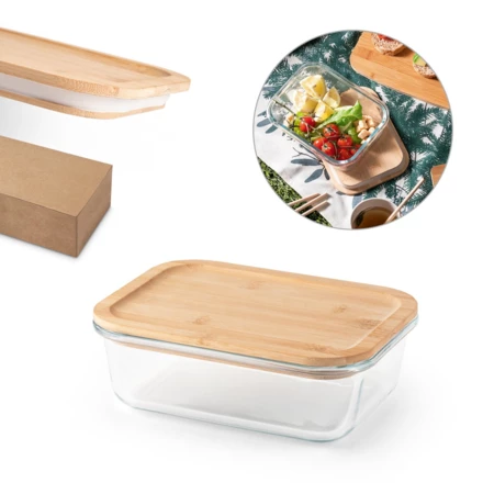 PORTOBELLO. Lunchbox. Hermetische Dose aus Borosilikatglas und Bambusdeckel 1000 mL (NPS-94781-160)