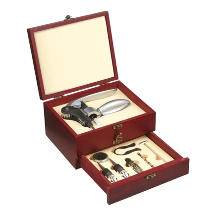 Zestaw do wina Double Decker, brązowy - druga jakość (NPB-R22551.IIQ)