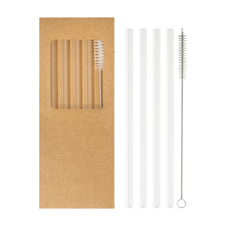 Borosip zestaw szklanych słomek - transparentny (NAD-AP800271)