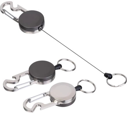 Brelok do kluczy z linką, karabińczykiem i otwieraczem do butelek PEGGY - czarny - (NMC-95446-03)