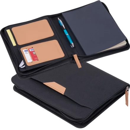 Teczka na dokumenty A5 z notatnikiem w linie RPET SHANNON - czarny - (NMC-25432-03)