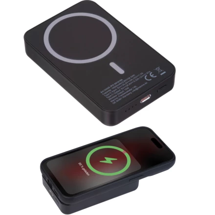 Power bank magnetyczny z ABS z recyklingu 10 000 mAh DONNA - czarny - (NMC-35435-03)