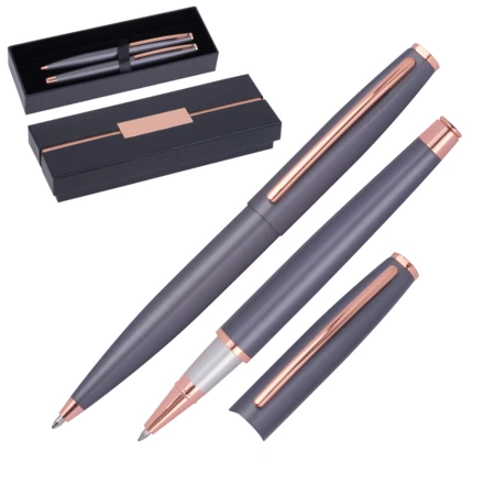 Zestaw piśmienny długopis i pióro kulkowe CrisMa GEORGIA - ciemnoszary - (NMC-15410-77)