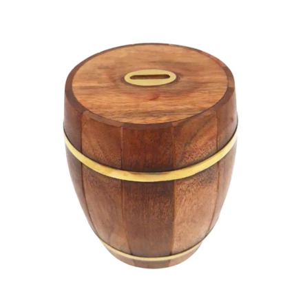 Duża Drewniana Skarbonka Beczka – Otwierana Retro - DNU-002 (NMT-320011)