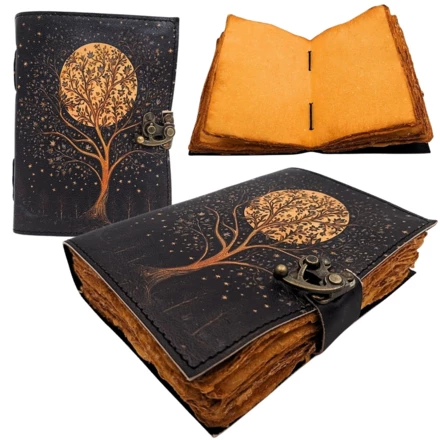 Notes Skórzany Vintage Retro Drzewo i Księżyc 200 stron – AH08 (NMT-322220)