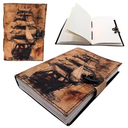 Notes Skórzany Marynistyczny Żaglowiec Retro - Prezent dla Żeglarza – AH11 (NMT-322251)