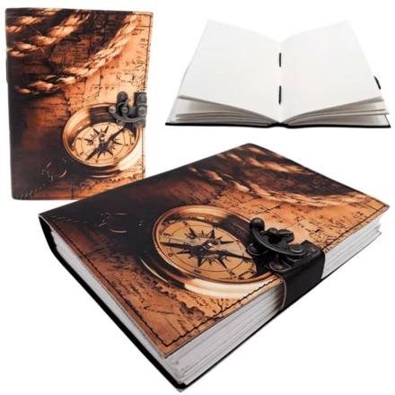 Notes Skórzany Kompas Retro Vintage 200 stron – Prezent dla Podróżnika - AH10A (NMT-322794)