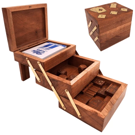 Elegancki Zestaw Gier 3w1 - Karty Kości Domino - DNU-101 (NMT-323494)