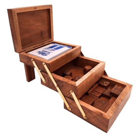 Elegancki Zestaw Gier 3w1 - Karty Kości Domino - DNU-101 (NMT-323494)