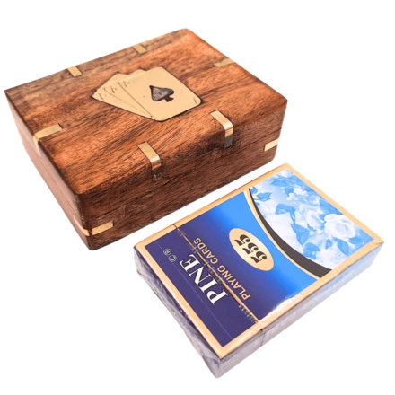 Talia Kart w Drewnianym Pudełku z Mosiężnymi Zdobieniami - CS-005 (NMT-323517)