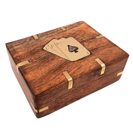 Talia Kart w Drewnianym Pudełku z Mosiężnymi Zdobieniami - CS-005 (NMT-323517)