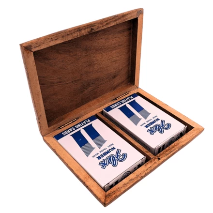 Zestaw 2 Talii Kart w Drewnianym Pudełku – Elegancki Prezent – Vintage – DNU-2791 (NMT-323579)