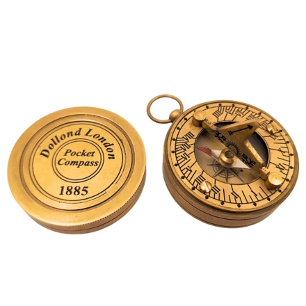 Mosiężny Kompas z Zegarem Słonecznym – Zamykany – C04 (NMT-323319)