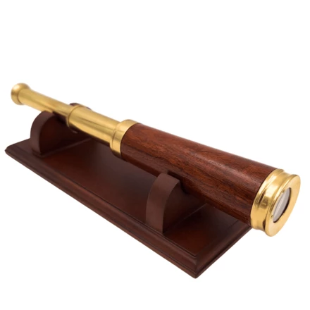 Luneta Mosiężno-Drewniana na Eleganckiej Podstawie Drewnianej – Dekoracja Retro – CER029 (NMT-323371)