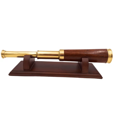 Luneta Mosiężno-Drewniana na Eleganckiej Podstawie Drewnianej – Dekoracja Retro – CER029 (NMT-323371)