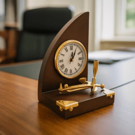 Marynistyczny Zestaw Biurkowy Zegar i Uchwyt na Długopis - Jacht – TC025 (NMT-323401)