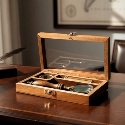 Zestaw Podróżnika – Luneta + Kompas + Lupa w Drewnianym Pudełku – NC2677AZ (NMT-323456)