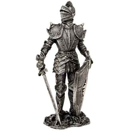 Figurka Dekoracyjna Rycerz w Srebrnej Zbroi Wysokość 30 cm - MC-23053 (NMT-230530)