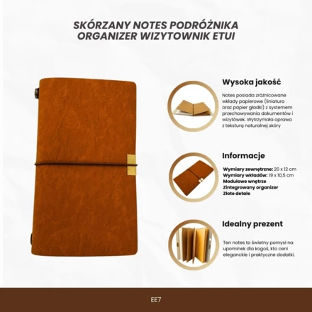 Skórzany Notes Podróżnika Organizer Wizytownik Etui – EE7 (NMT-323630)