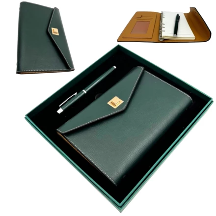 Elegancki Zestaw Upominkowy - Notes Skórzany z Długopisem w Pudełku Prezentowym – Premium – EE8 (NMT-323654)