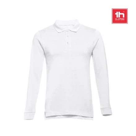 THC BERN WH. Męska bawełniana koszulka polo z długim rękawem (NPS-30140-106-XL)