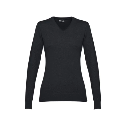 THC MILAN WOMEN. Damski sweter z dekoltem V-neck z bawełny i poliamidu (NPS-30150-103-XL)