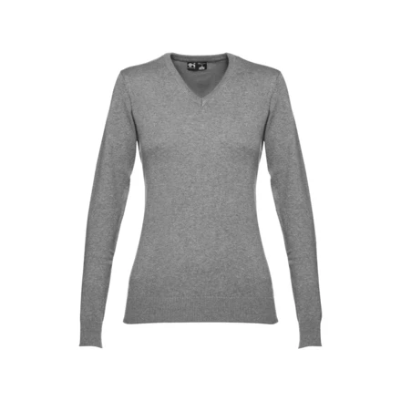 THC MILAN WOMEN. Damski sweter z dekoltem V-neck z bawełny i poliamidu (NPS-30150-193-S)