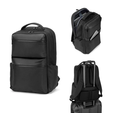 COPENHAGEN. Wodoodporny plecak z recyklingowanego twillu z dwiema dużymi kieszeniami z przodu 17'3