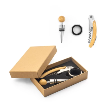 SAVORY. Zestaw do wina z bambusa i stali nierdzewnej (NPS-94388-160)