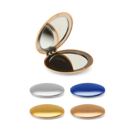 KAYLA. Dwustronne okrągłe lusterko aluminiowe z zamknięciem magnetycznym (NPS-95097-107)