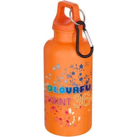 Oregon butelka na wodę o pojemności 400 ml z w jednolitym kolorze z karabińczykiem, wykonana z tworzyw sztucznych pochodzącyc (NPC-10086331)