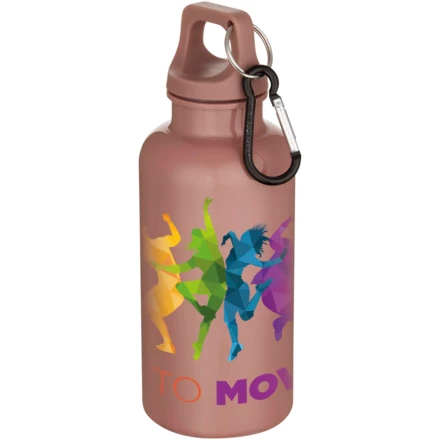 Oregon butelka na wodę o pojemności 400 ml z w jednolitym kolorze z karabińczykiem, wykonana z tworzyw sztucznych pochodzącyc (NPC-10086340)