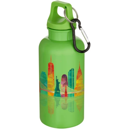 Oregon butelka na wodę o pojemności 400 ml z w jednolitym kolorze z karabińczykiem, wykonana z tworzyw sztucznych pochodzącyc (NPC-10086363)