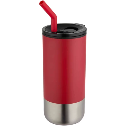 Grayson izolowany kubek z certyfikatem RCS z recyklingu o pojemności 480 ml z silikonową słomką (NPC-10091821)